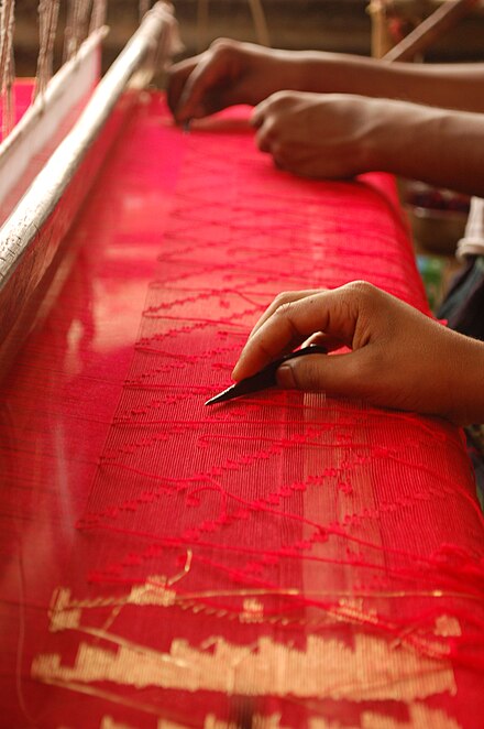 Traditional way of weaving jamdani
