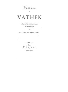Stéphane Mallarmé, Préface à Vathek, 1876    