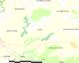 Mapa obce Voigny