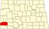 Kaart van North Dakota met de nadruk op Slope County.svg