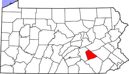 Location of Lebanon County in Pennsylvania
