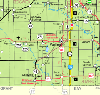 2005 map of Sumner County (map legend) Map of Sumner Co, Ks, USA.png