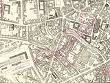 Kaart van het Zollikofer - De Vigneplan, waardoor het plein ontstond.