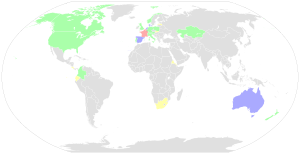 A world map with colours showing how many rider from each nation competed in the 2023 Tour de France.