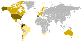 World.svg Kolombiyalı Diaspora Haritası