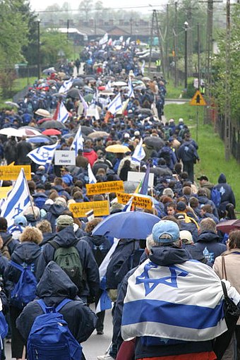 March of the living from Auschwitz to Birkenau