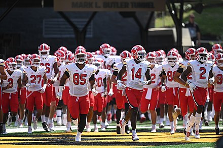 The Maryland football team takes the field prior to a game in 2021