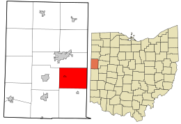 Emplacement dans le comté de Mercer et dans l'état de l'Ohio.