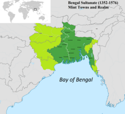 Administrative centers in Bengal proper and neighboring regions ruled by the Bengal Sultanate