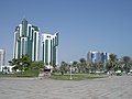 Doha of today, with modern buildings.