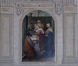 Tableau "Vie de la Vierge": Présentation de l'enfant au Temple