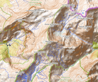 Carte topographique du mont Buet.