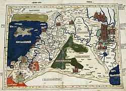 A 15th century copy of Ptolemy's fourth Asian map, depicting the area known as the Fertile Crescent.