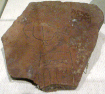Aarden scherf met de serech van farao Narmer (ca. 3100 voor Chr.) Museum Of Fine Arts