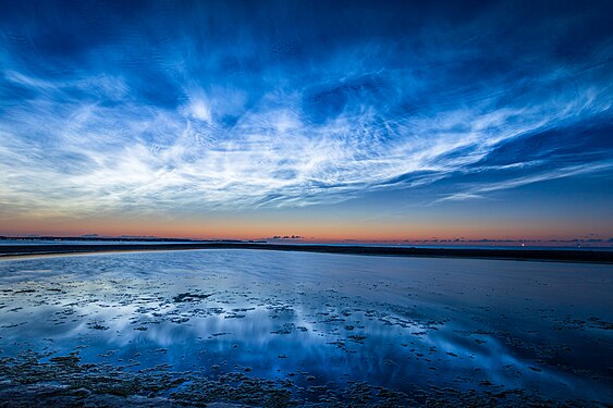 Noctilucent clouds over the Baltic Sea as viewed from Laboe, Germany