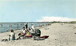 Postkort fra stranden i Olofsbo fra midten af 1900-tallet.