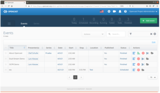 <span class="mw-page-title-main">Opencast (software)</span> Open source software automating video capture, processing, managing, and distribution