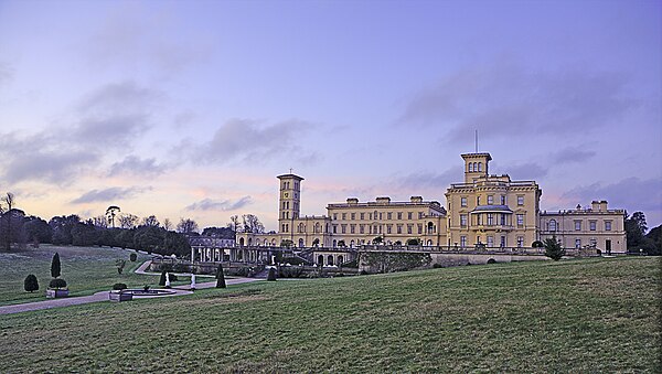 Osborne House, the summer retreat of Queen Victoria on the Isle of Wight. Starting from the late 18th century, settlements on and around the English C