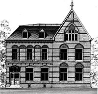 Rectory of the Maria Magdalenakerk, Spaarndammerstraat 9, Amsterdam label QS:Len,"Rectory of the Maria Magdalenakerk, Spaarndammerstraat 9, Amsterdam" label QS:Lnl,"Pastorie van de Maria Magdalenakerk, Spaarndammerstraat 9, Amsterdam" . близько 1889-1891.