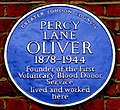 Thumbnail for File:PERCY LANE OLIVER 1878-1944 Founder of the First Voluntary Blood Donor Service lived and worked here (cropped).jpg