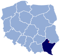 Polski: Położenie na mapie Polski English: Position of Krzeszow in relation to Poland and its voivodships