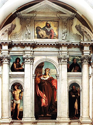 <i>Polyptych of Saint Barbara</i> 1520s altarpiece painted by Palma Vecchio