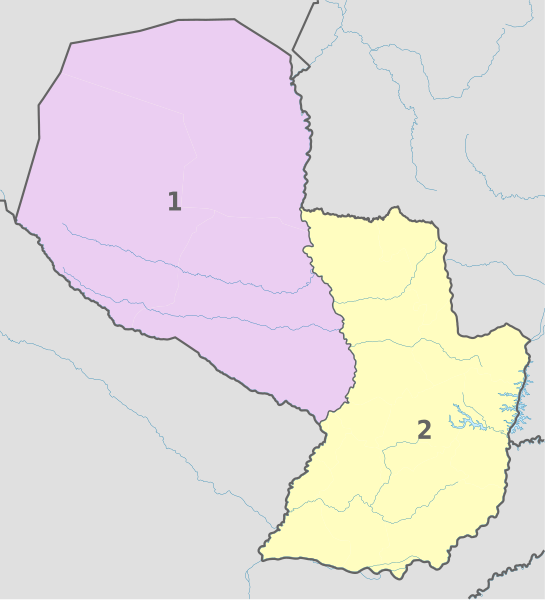 File:Paraguay, administrative divisions (regions) - Nmbrs - colored.svg