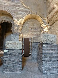 Pieces of the Pillar of the Boatmen displayed in the Baths of Cluny