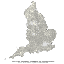 The parishes of England, as of December 2021. Parishes in England map, 2021.svg