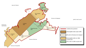 Évolution territoriale de la paroisse de Caraquet après 1966.