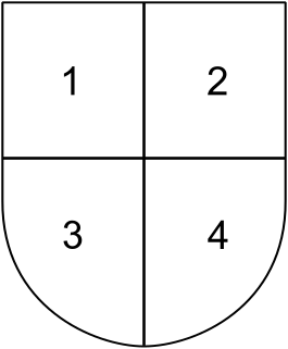 Quartering (heraldry) method of joining several different coats of arms together