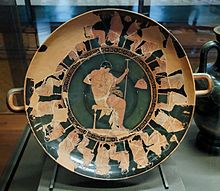 Pythonin valama ja Duriksen punakuviotekniikalla maalaama kyliks, n. 480 eaa.