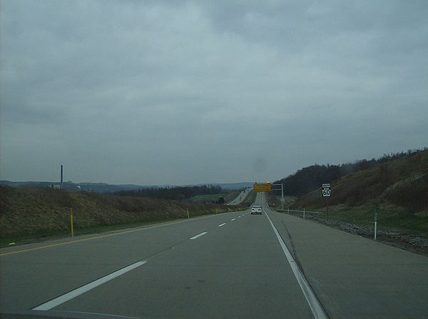 Eastward along the toll section of I-376 (then PA 60) in North Beaver Township, Lawrence County