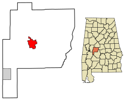 Location of Marion in Perry County, Alabama.