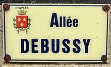 Foto van een straatnaambord genomen in de stad Étaples - Allée Debussy.jpg