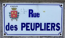 Foto av et gateskilt tatt i byen Étaples - Rue des Peupliers.jpg