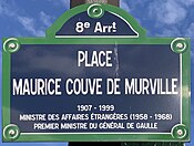 Plaque Place Maurice Couve Murville - Paris VIII (FR75) - 2021-08-22 - 1.jpg