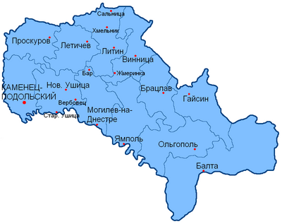 Карта административного деления Подольской губернии
