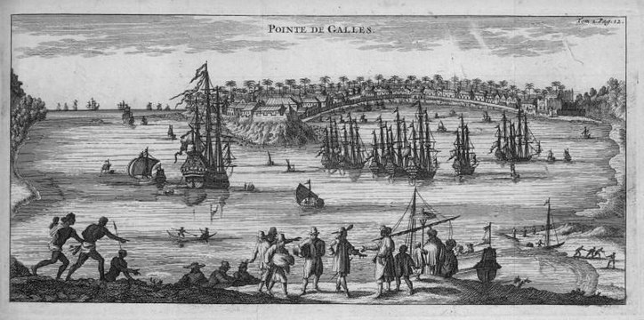 Vista do porto de Galle em Ceilão em 1754.