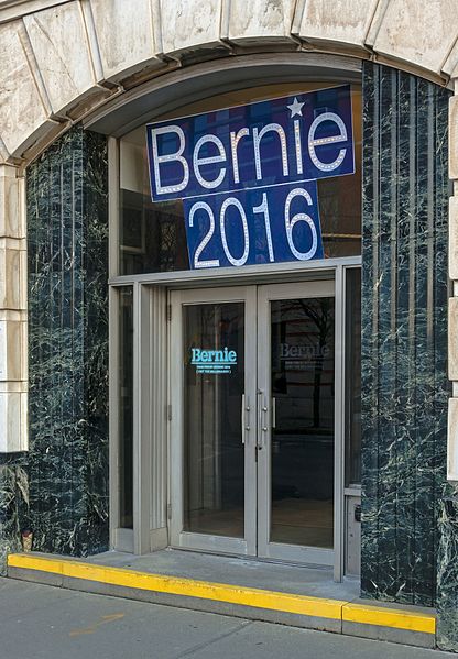 File:Poughkeepsie Savings Bank entrance with Bernie Sanders sign.jpg