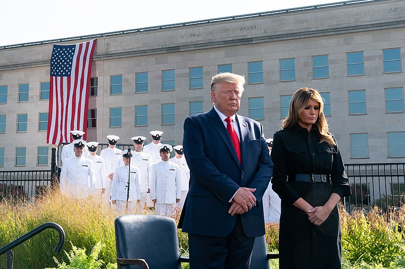 File:President Donald J. Trump and First Lady Melania Trump participate in a moment of silence during the September 11th Pentagon Observance Ceremony (48727617316).jpg