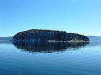 The island of Golem Grad in Lake Prespa
