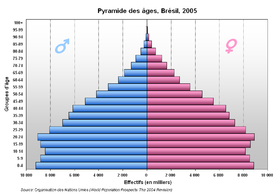 Pyramide des âges de Brésil en 2005