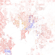 Map of racial distribution in Tampa, 2010 U.S. Census. Each dot is 25 people:
.mw-parser-output .legend{page-break-inside:avoid;break-inside:avoid-column}.mw-parser-output .legend-color{display:inline-block;min-width:1.25em;height:1.25em;line-height:1.25;margin:1px 0;text-align:center;border:1px solid black;background-color:transparent;color:black}.mw-parser-output .legend-text{}
 White
 Black
 Asian
 Hispanic
 Other Race and ethnicity 2010- Tampa (5559870035).png