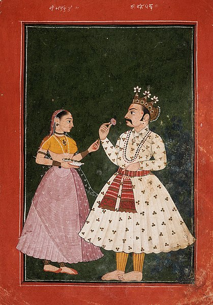 A late 17th-century painting of Pandu (right) and Kunti from Kashmir