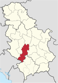 Location of Raška District in Serbia