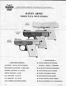 Original flyer that came with the purchase of a P25. Raven P-25 flyer with pistol features.jpg