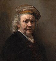 Self-portrait translate . 1669. 캔버스에 유화 medium QS:P186,Q296955;P186,Q12321255,P518,Q861259 . 65.4 × 60.2 cm. 헤이그, Mauritshuis.