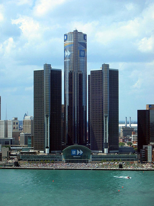 The Renaissance Center in downtown Detroit.