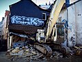 La destruction de l'îlot "Chat qui Pêche" en octobre 2013 à Rennes pour les travaux de la future ligne B du métro - Vue de la Place Saint Germain